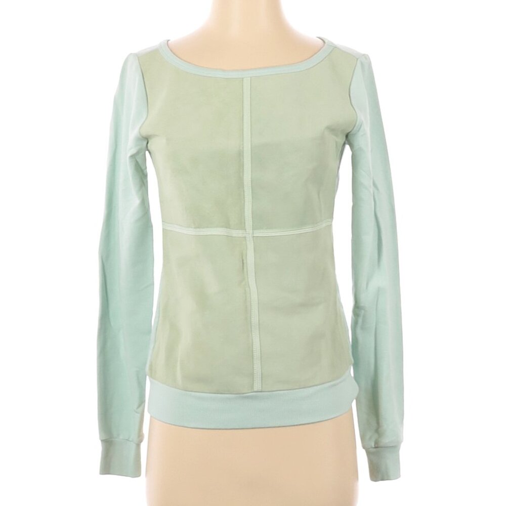 Anthropologie Bailey 44 Mint Green Faux Leather Paneled Sweatshirt S NWOT